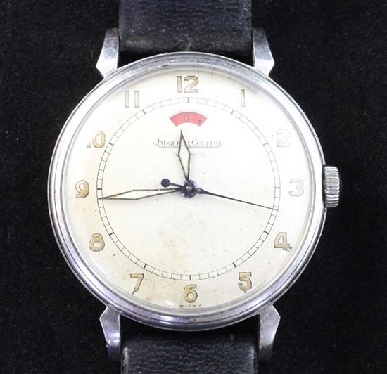 A gentlemans 1950s stainless steel Jaeger Le Coultre powermatic wrist watch,